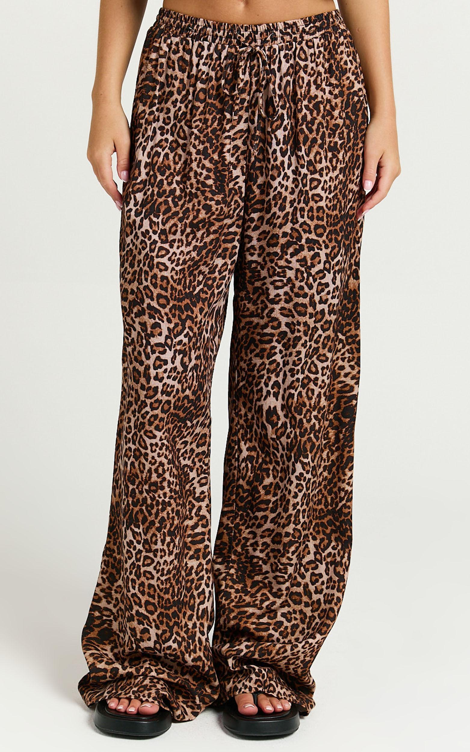 Lopez Pants - Elasticated Straight Leg Pants in Tonal Leopard Print Product Image