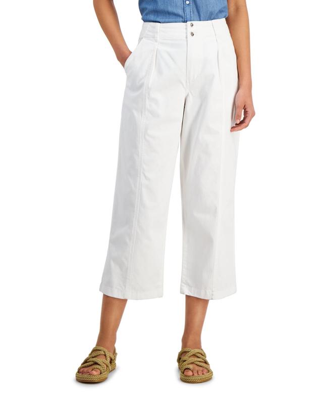 Nautica Jeans Womens Pleated Seamed Cropped Chino Pants Product Image