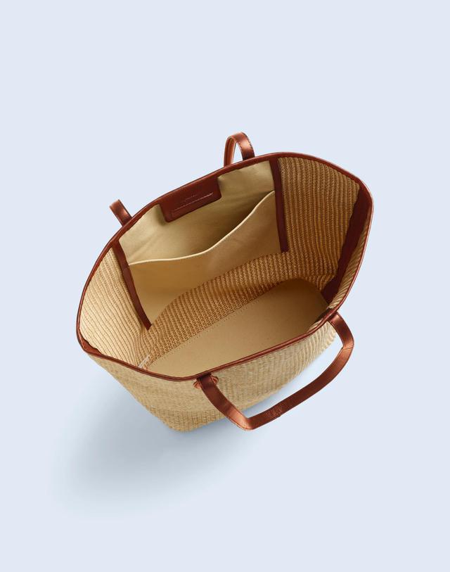 The Leather-Trimmed Straw Tote Product Image