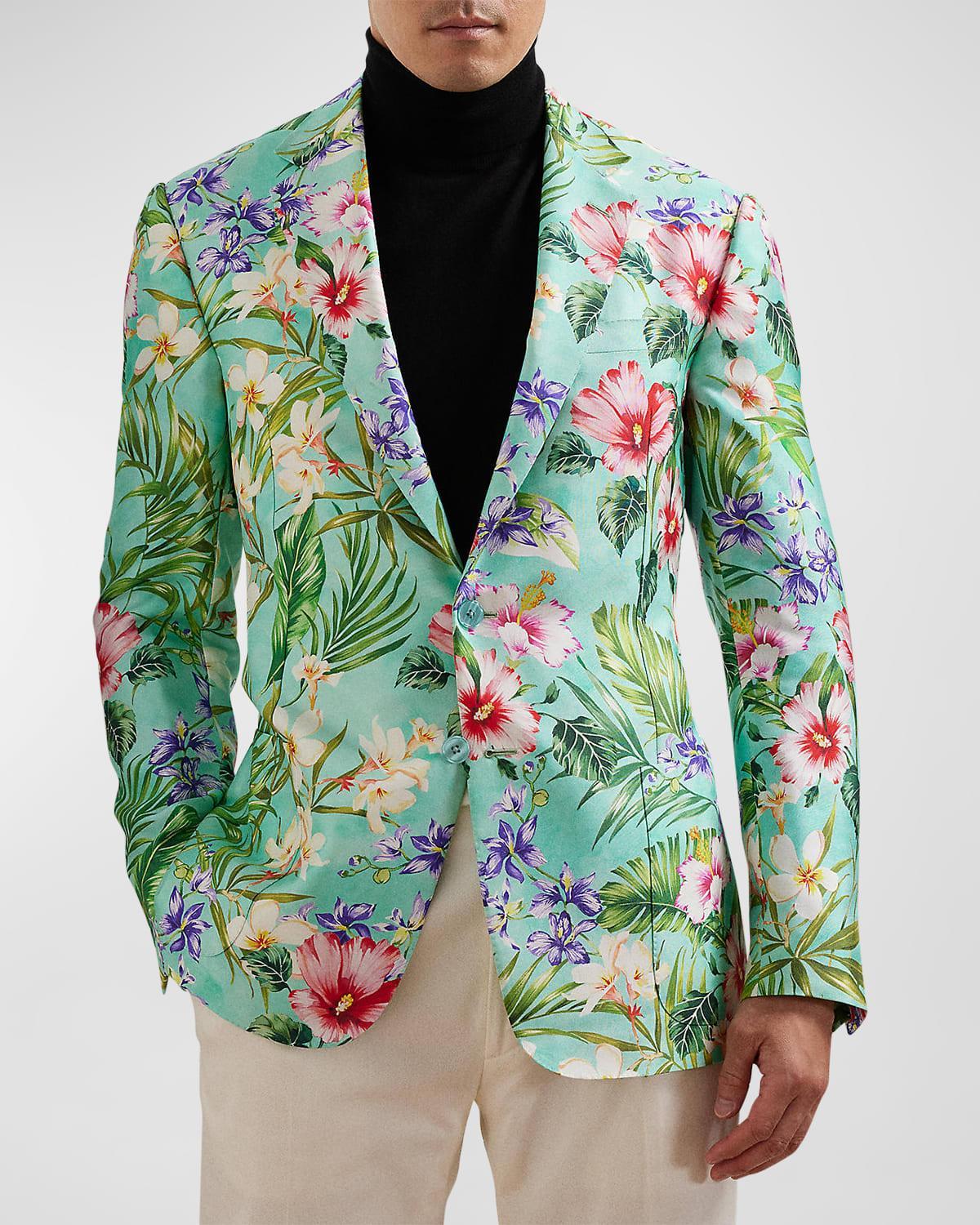 Mens Kent Hand-Tailored Floral Silk Sport Coat Product Image