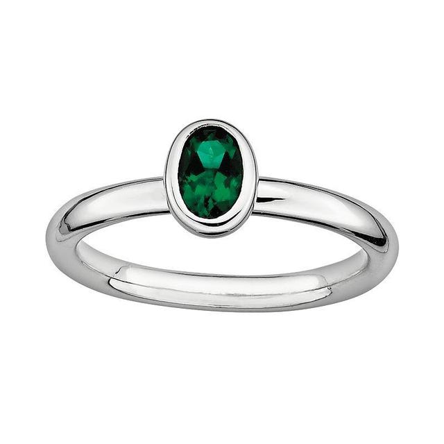 Stacks & Stones Sterling Silver Lab-Created Emerald Stack Ring, Womens Product Image