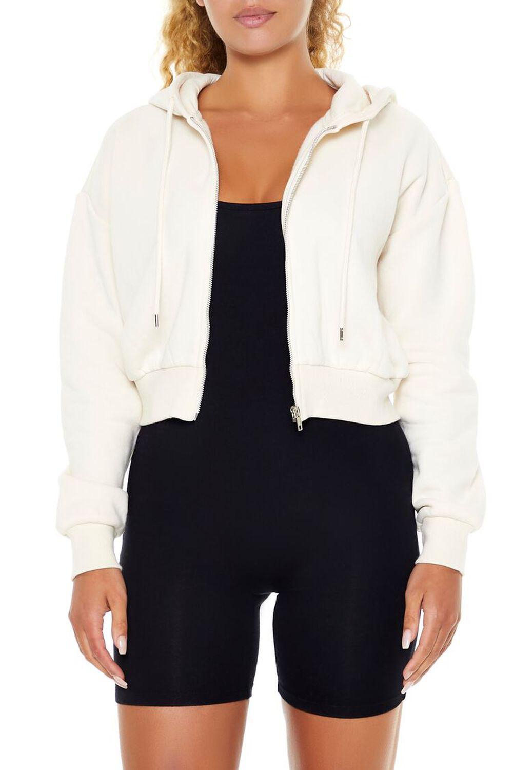 Cropped Fleece Zip-Up Hoodie | Forever 21 Product Image