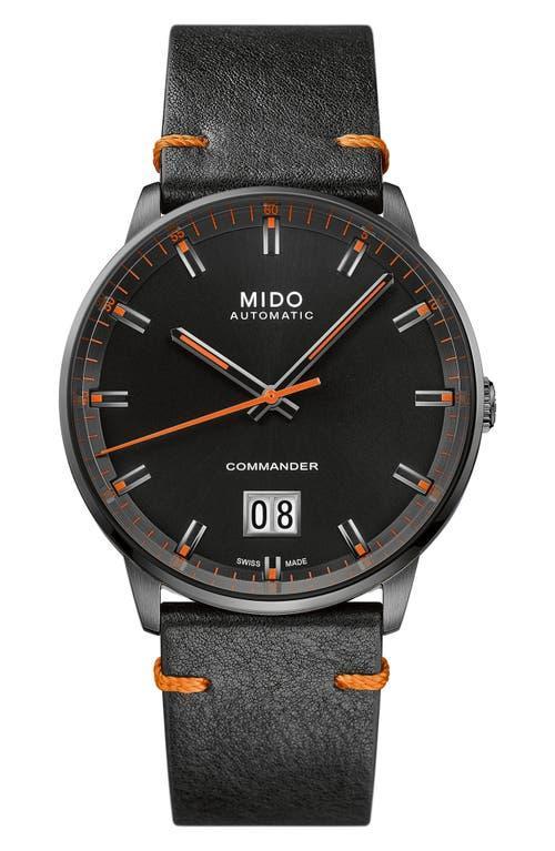 MIDO Commander Big Date Automatic Leather Strap Watch, 42mm Product Image