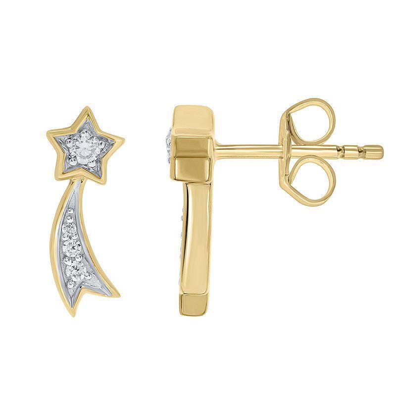 10k Gold 1/10 Carat T.W. Diamond Shooting Star Stud Earrings, Womens Product Image