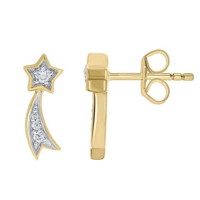 10k Gold 1/10 Carat T.W. Diamond Shooting Star Stud Earrings, Womens, Yellow Product Image