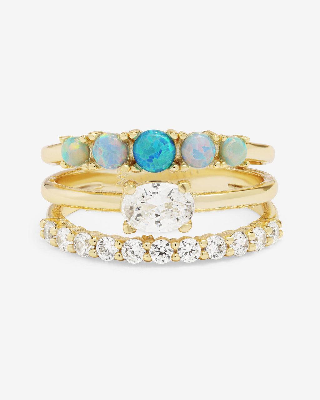 She's So Stacked Ring - Gold|Blue Opal Ombré Product Image