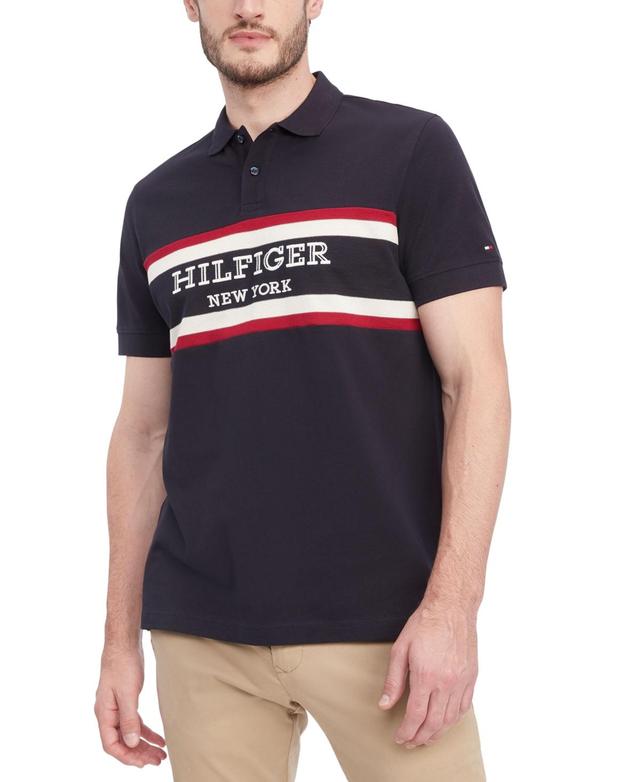 Tommy Hilfiger Men's Regular Fit Monotype Colorblock Polo Product Image