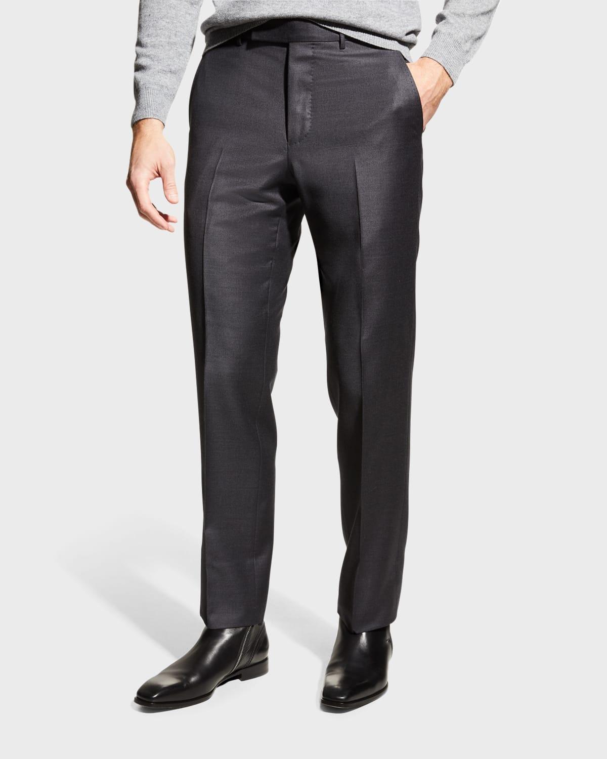 ZEGNA Flat Front Slim Fit Wool Pants Product Image