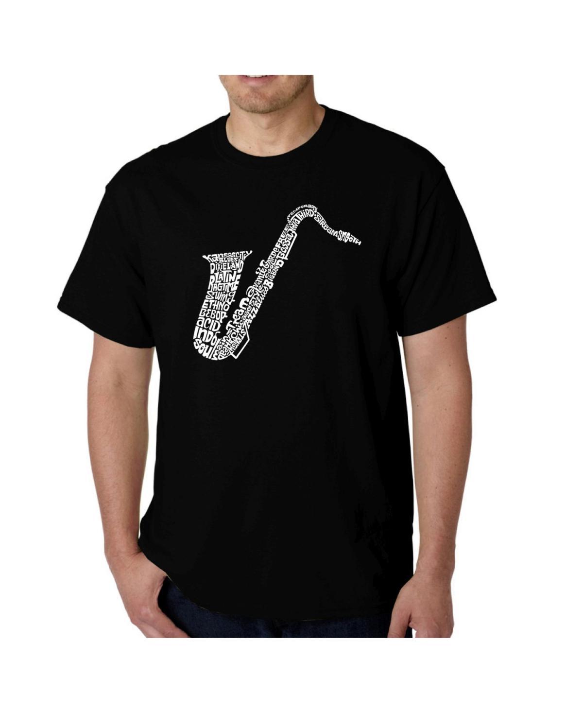 La Pop Art Mens Word Art T-Shirt - Saxaphone Product Image