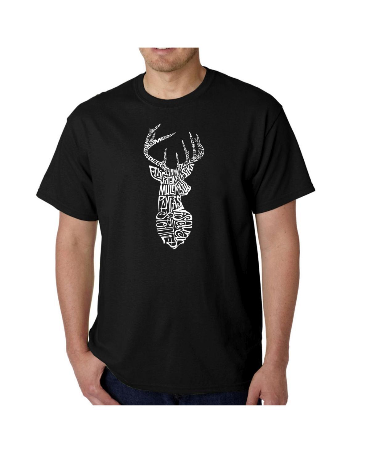 La Pop Art Mens Word Art T-Shirt - Types of Deer Product Image