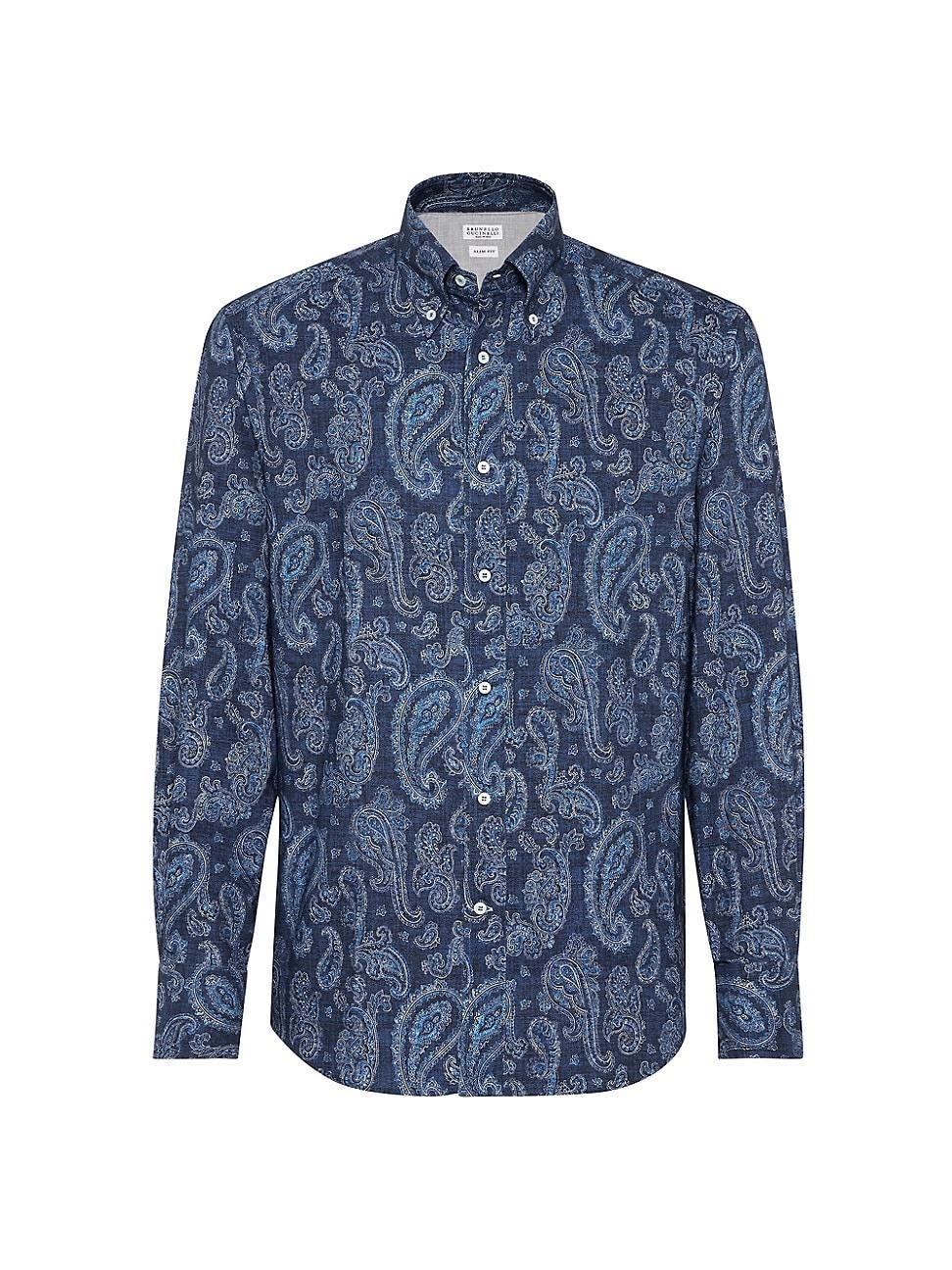 Mens Paisley Slim Fit Shirt With Button Down Collar product image