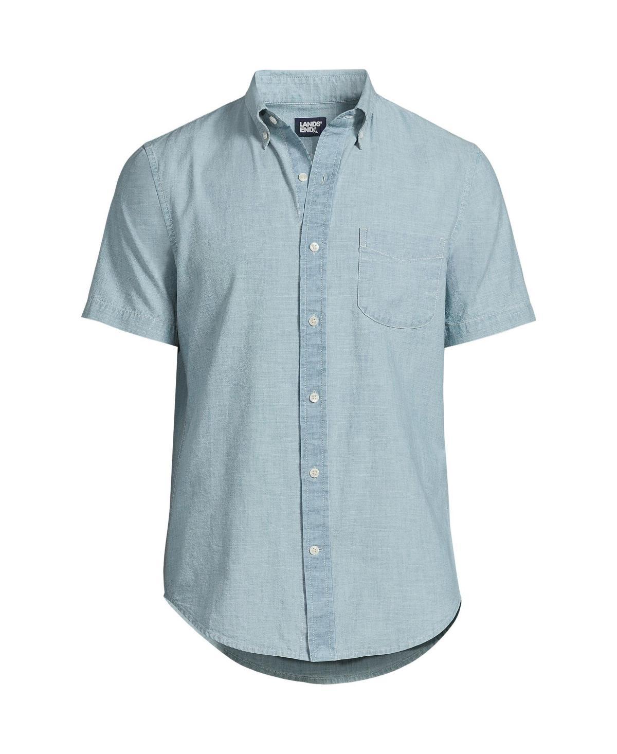 Mens Lands End Traditional-Fit Chambray Button-Down Shirt Blue Chambray Product Image