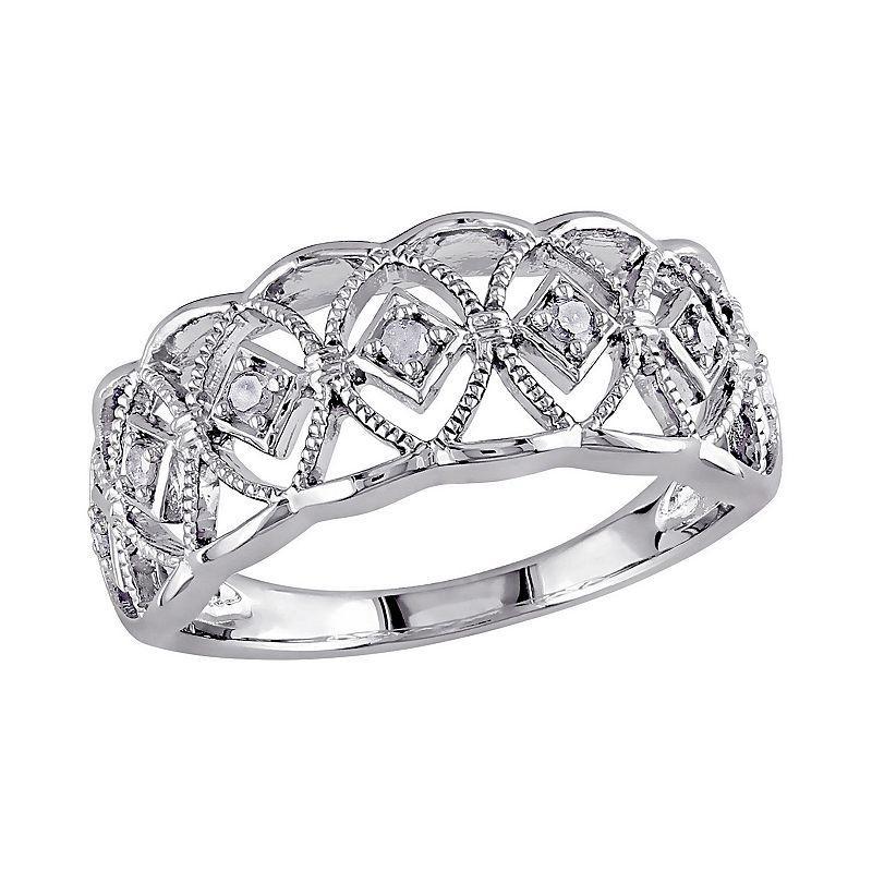 Stella Grace 1/10 Carat T.W. Diamond Sterling Silver Openwork Ring, Womens White Product Image