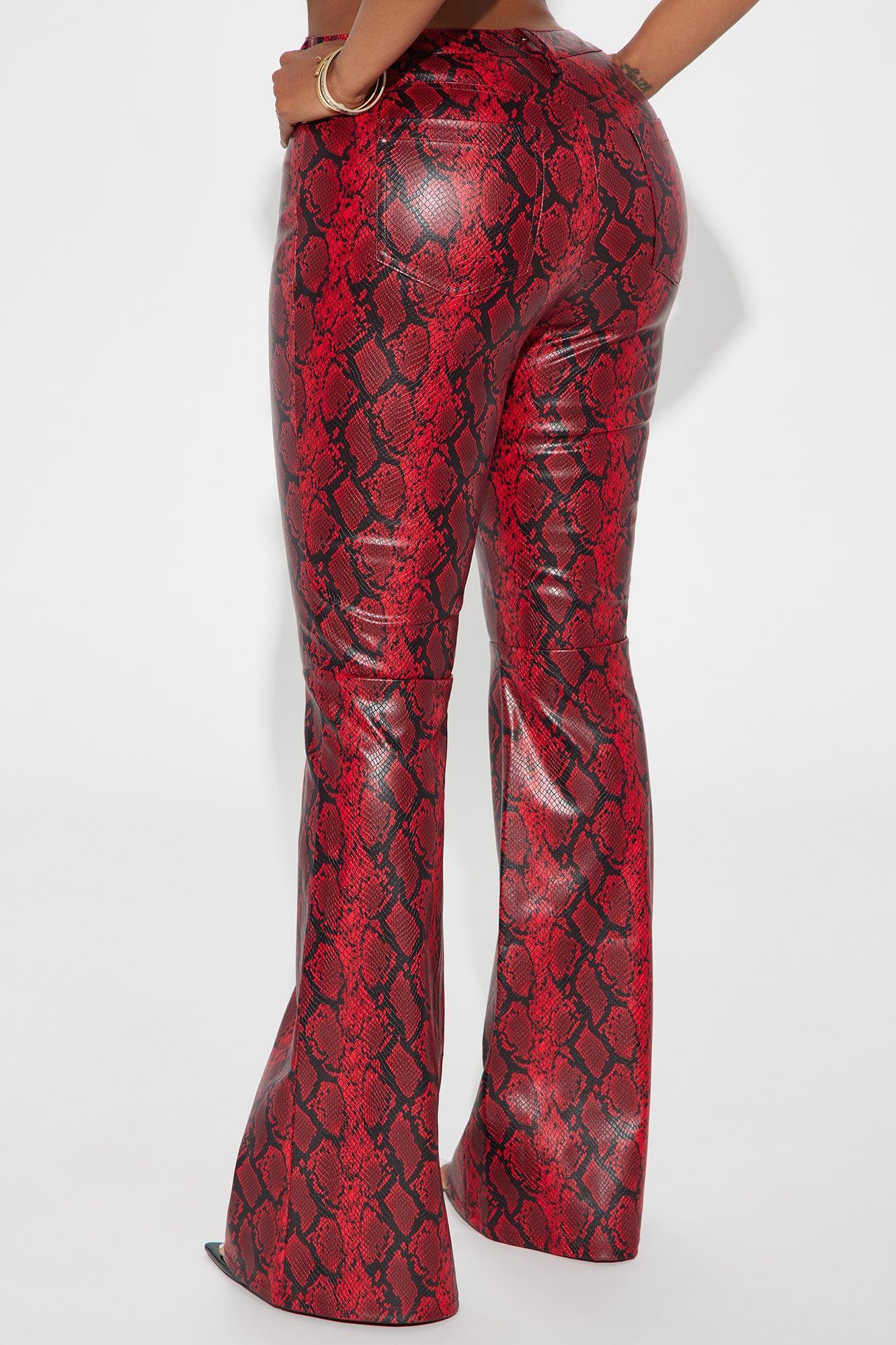 Better Than Ever Faux Leather Flare Pant - Red Product Image