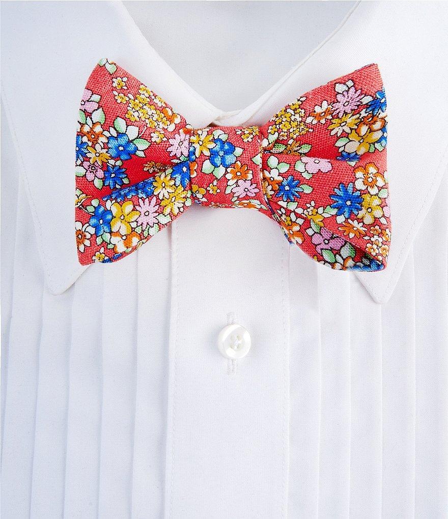 Cremieux Mini Flower Print Woven Silk Blend Bow Tie Product Image