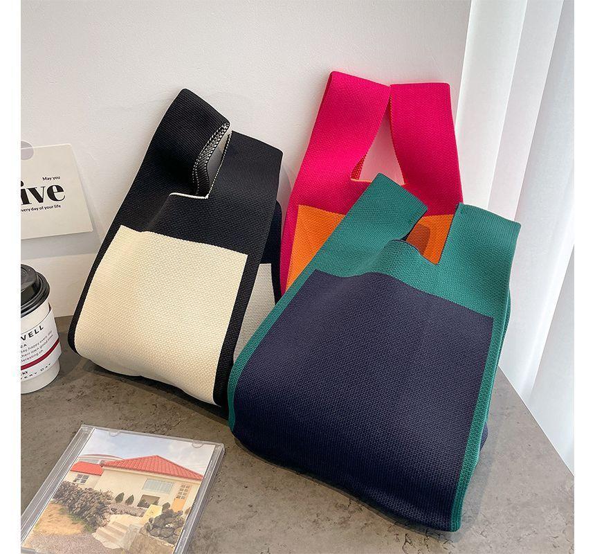 Two Tone Knit Tote Bag Product Image