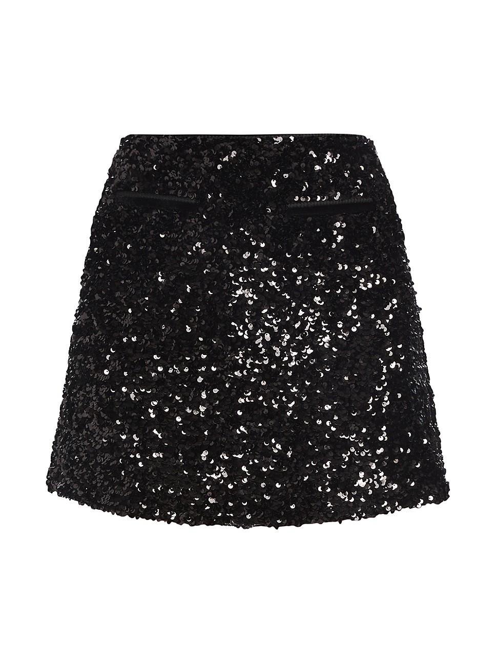 Womens Sequined A-Line Miniskirt Product Image