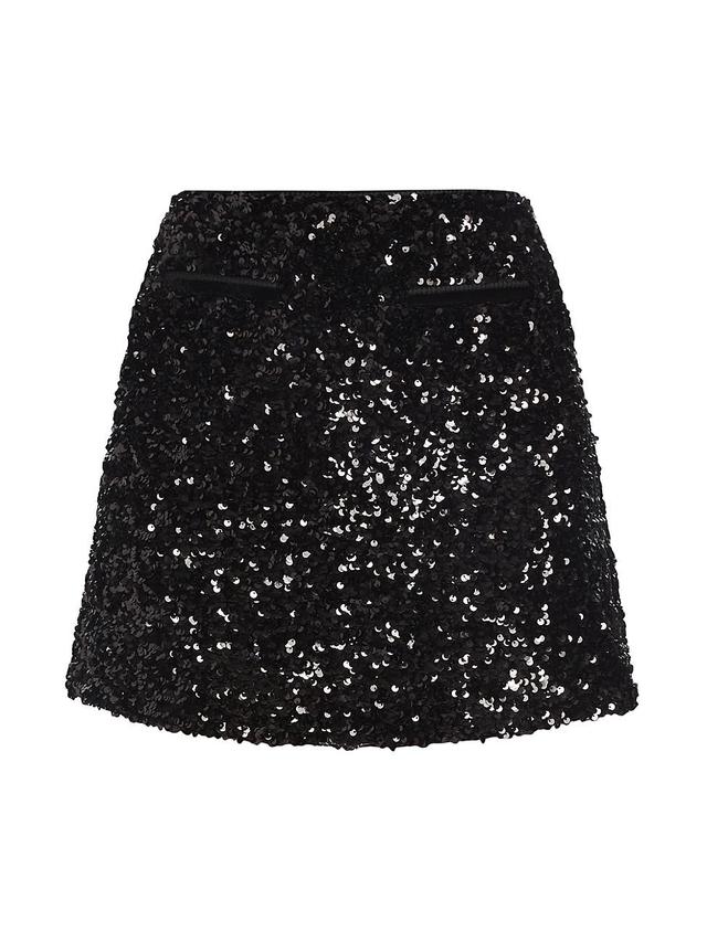 Womens Sequined A-Line Miniskirt Product Image