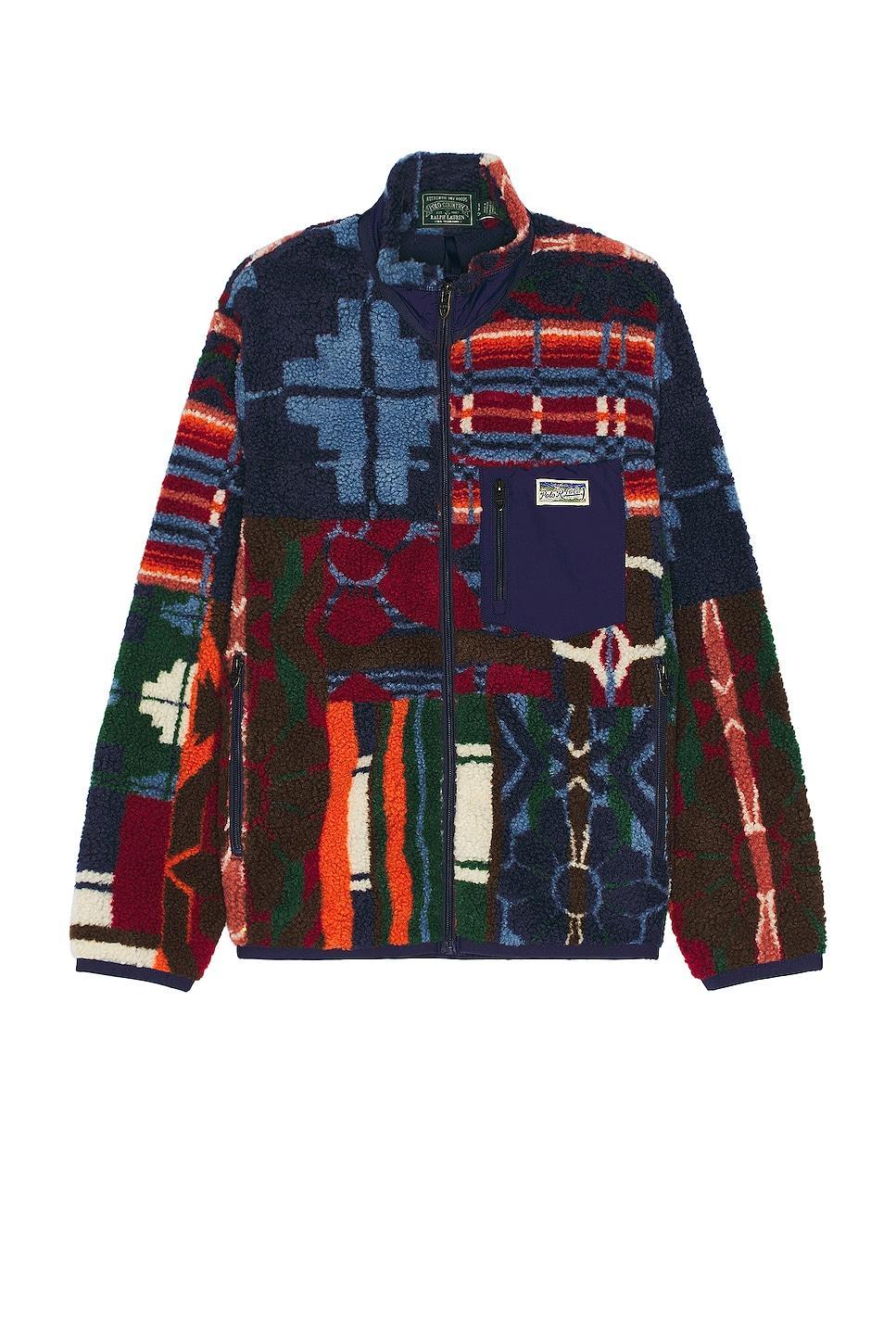 Polo Ralph Lauren Jacquard Sweater in Pinelodge Patchwork - Navy. Size S (also in ). Product Image