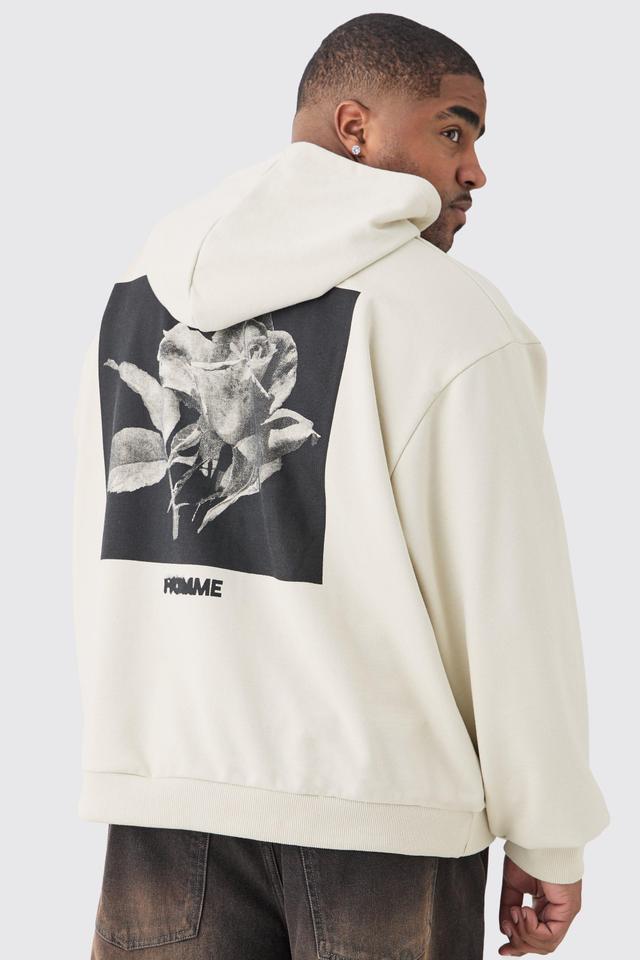 Plus Oversized Boxy Heavyweight Back Graphic Hoodie | boohooMAN USA Product Image