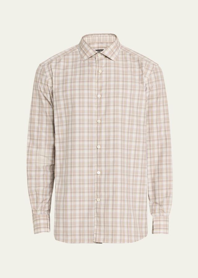 Mens Cotton Plaid Sport Shirt Product Image