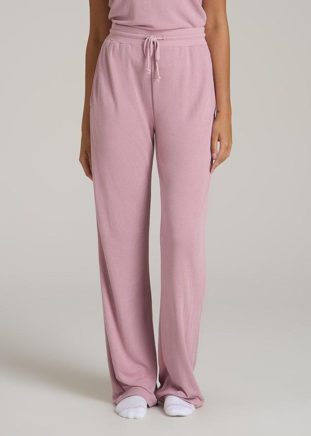 Open-Bottom Waffle Lounge Pants for Tall Women in Pink Peony Product Image