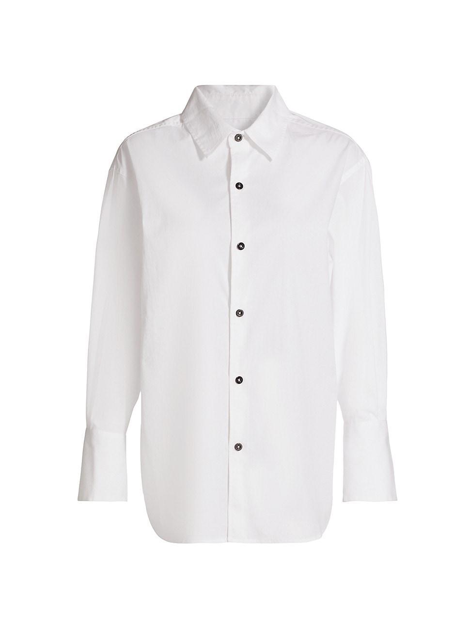 Womens Longline Cotton-Blend Shirt Product Image