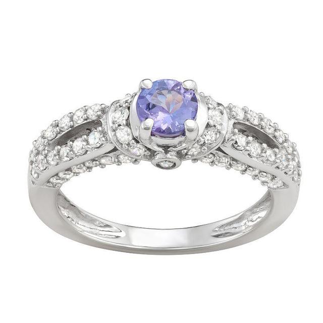 14k White Gold 5/8 Carat T.W. Diamond & Tanzanite Engagement Ring, Womens, 10k Whgold Product Image