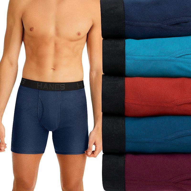 Hanes Ultimate Mens Cotton Boxer Brief Underwear, Comfort Flex Waistband, Assorted, 5-Pack XL Product Image