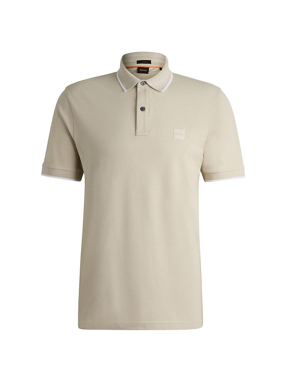 Mens Slim-Fit Polo Shirt in Washed Stretch-Cotton Pique Product Image