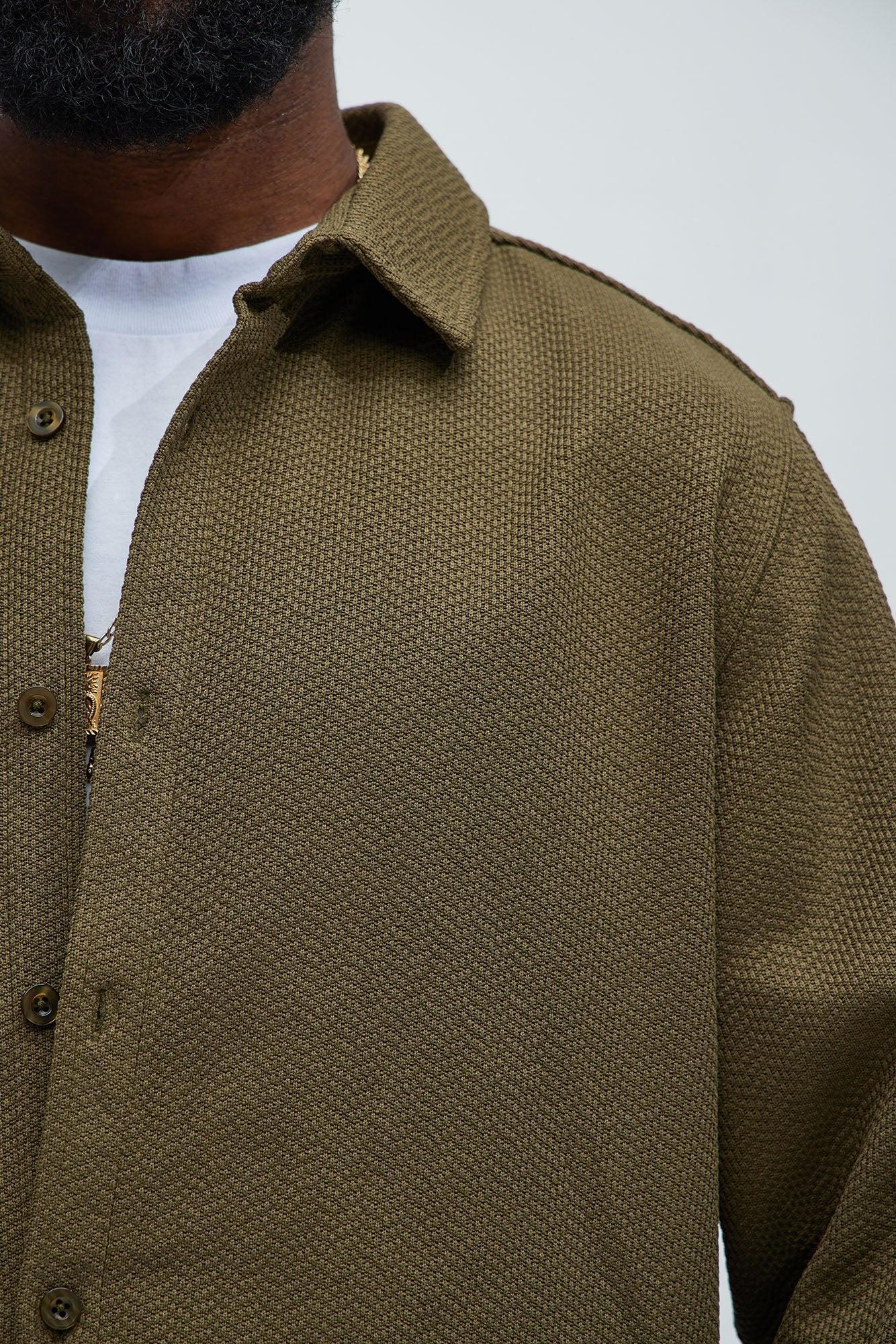 Find Here Textured Shirt - Olive Product Image