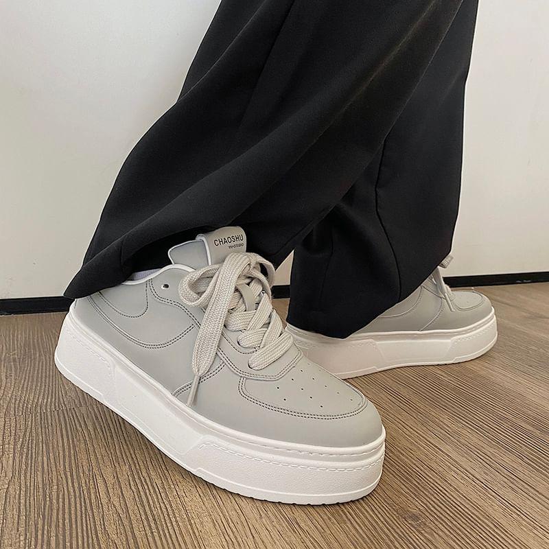 Lace-Up Platform Sneakers Product Image