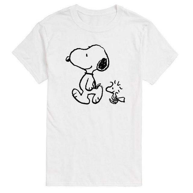 Mens Peanuts Snoopy Woodstock Walk Tee White Product Image