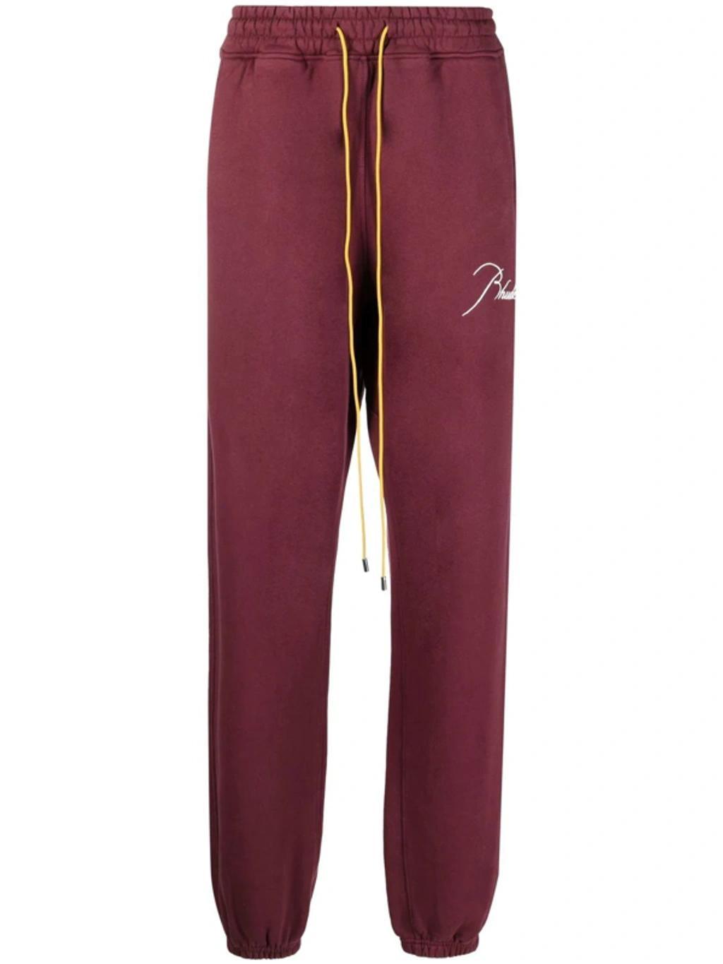 Tapered Logo-embroidered Cotton-jersey Sweatpants In Bordeaux Product Image