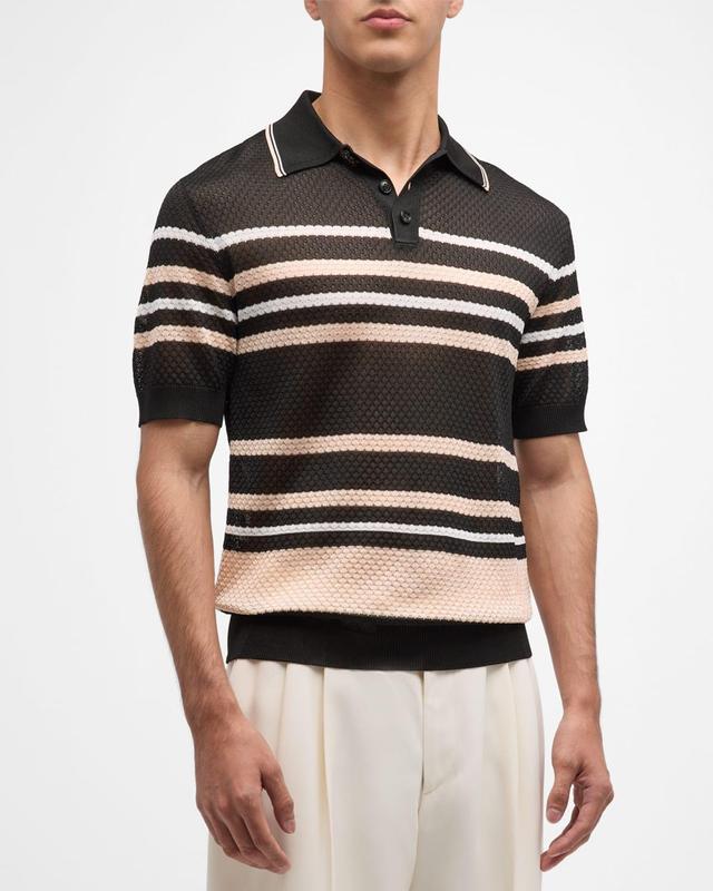 Amiri Striped Polo in Black Product Image