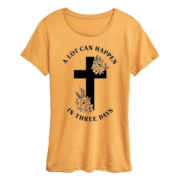 Womens Cross A Lot Can Happen In Three Days Graphic Tee, Girls Grey Juniper Product Image