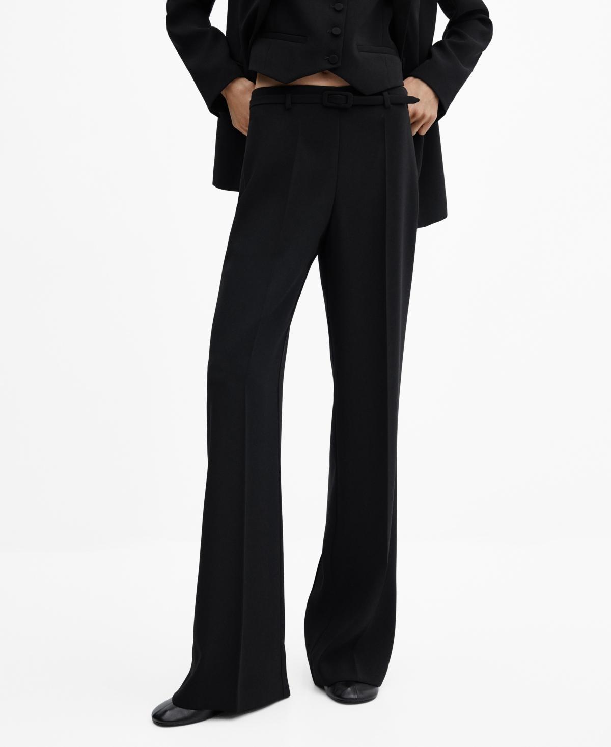 MANGO - Wideleg pants with belt blackWomen Product Image