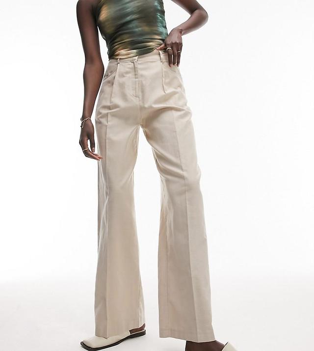 Topshop Tall linen-blend wide leg pants Product Image