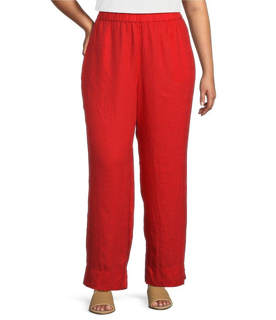 Eileen Fisher Plus Size Pleated Wide-Leg Pull-On Ankle Pant Product Image