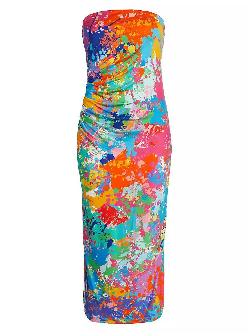 Tie-Dye Strapless Tube Midi-Dress Product Image