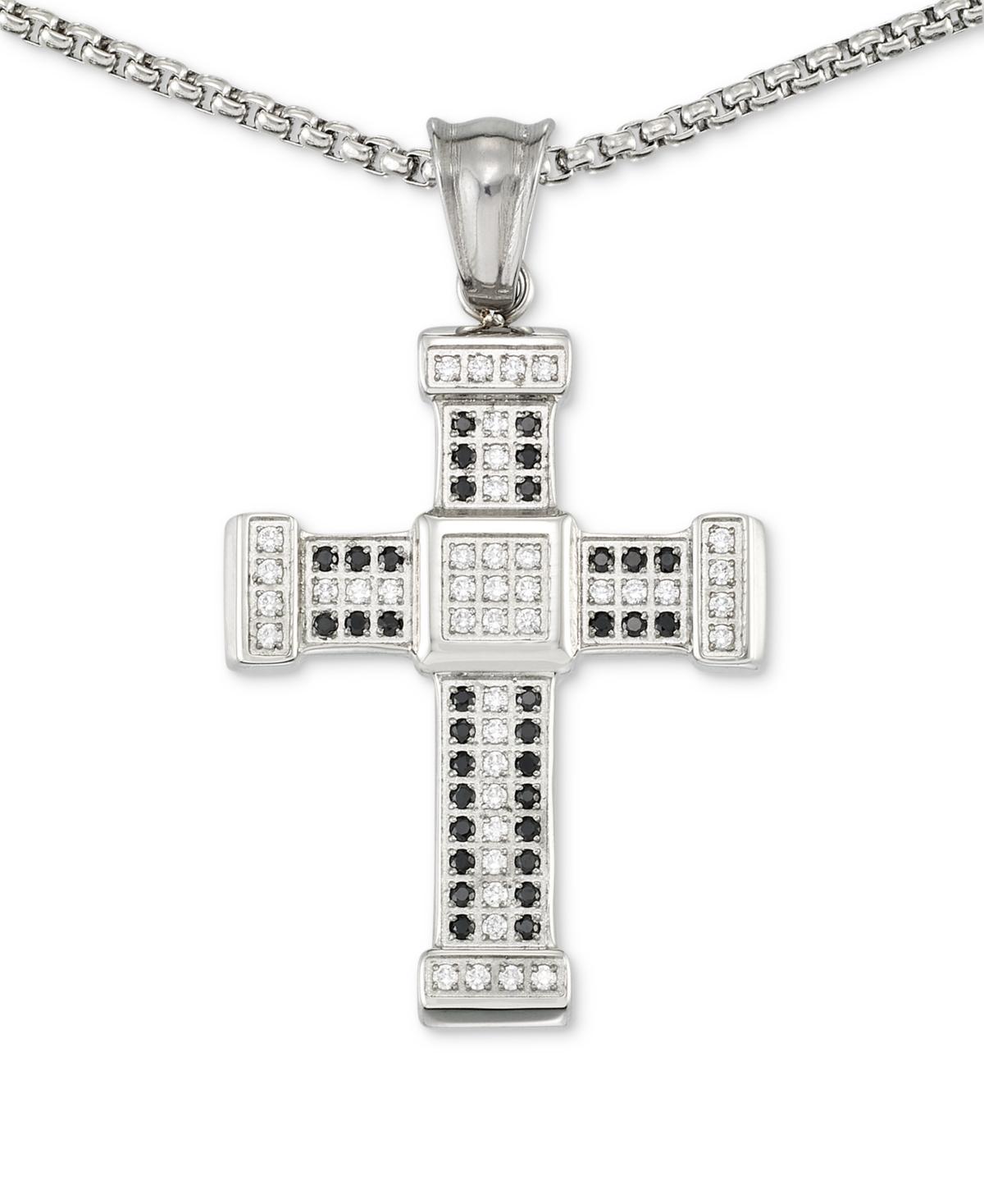 Legacy for Men by Simone I. Smith Mens Crystal Cross 24 Pendant Necklace in Stainless Steel Product Image