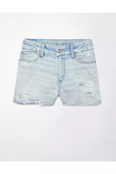 AE Next Level Curvy High-Waisted Ripped Denim Short Short Womens product image