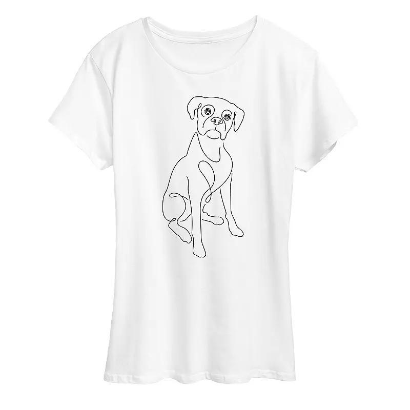 Womens Simple Line Drawing Of Dog Graphic Tee Product Image