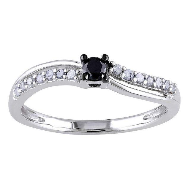 Stella Grace Sterling Silver 1/4 Carat T.W. Black & White Engagement Ring, Womens Product Image