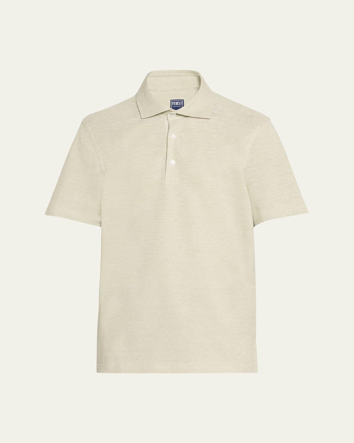 Mens Linen-Cotton Pique Polo Shirt Product Image