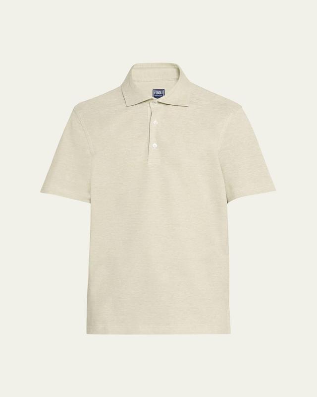 Mens Linen-Cotton Pique Polo Shirt Product Image