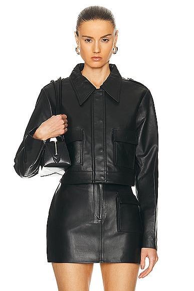 AEXAE Leather Cropped Jacket Product Image