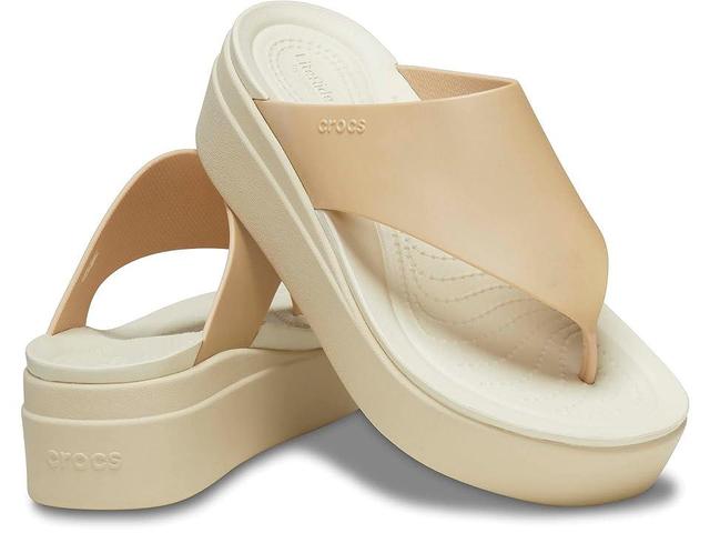 Crocs Brooklyn Flip Low Wedge (Champagne/Bone Metallic) Women's Shoes Product Image