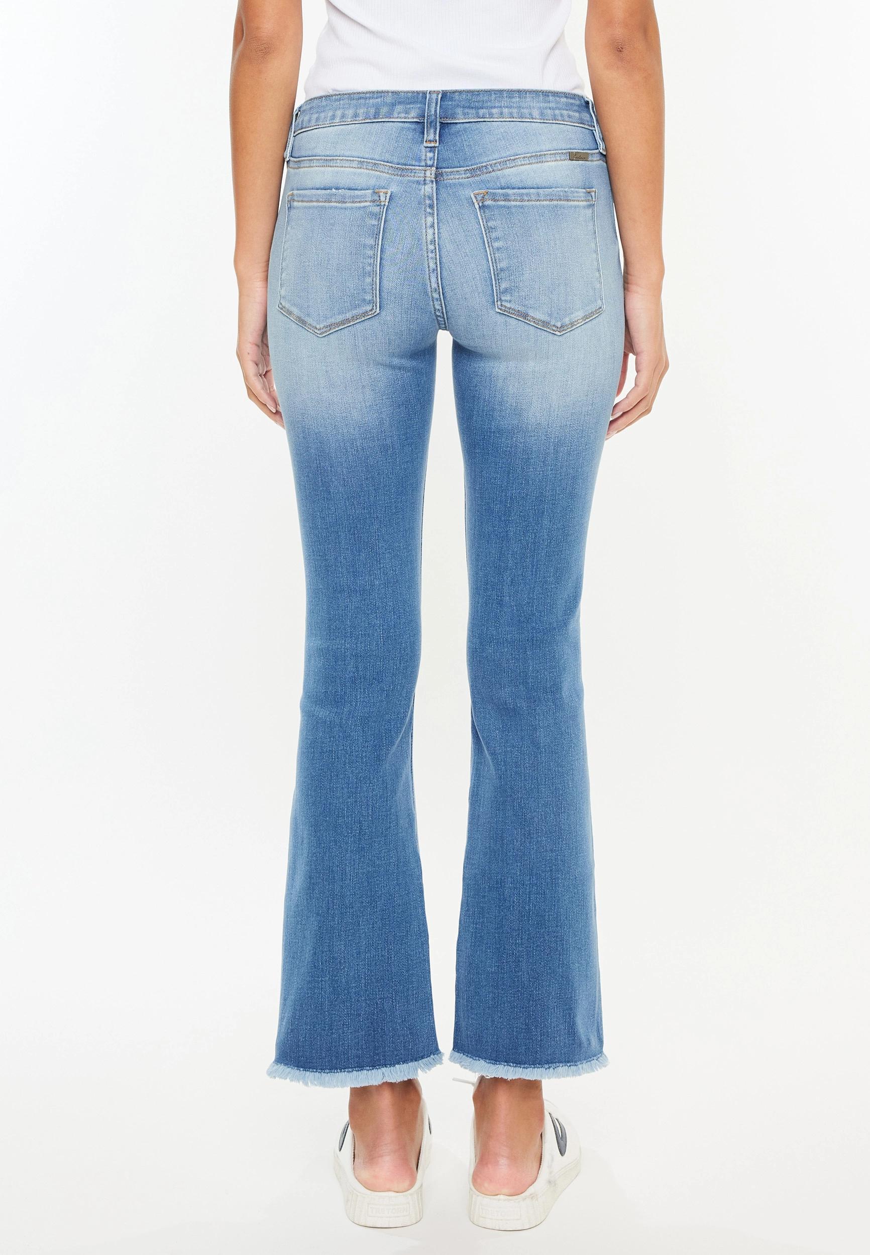 KanCan™ Mid Rise Frayed Hem Ankle Crop Flare Jean Product Image