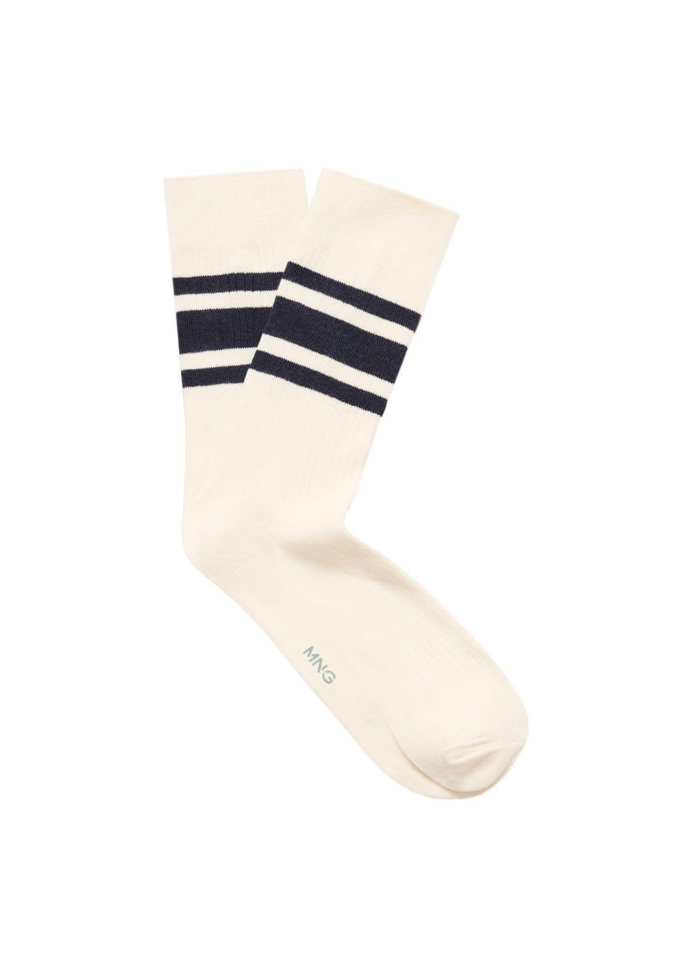 MANGO MAN - Striped ribbed cotton socks dark navyMen Product Image